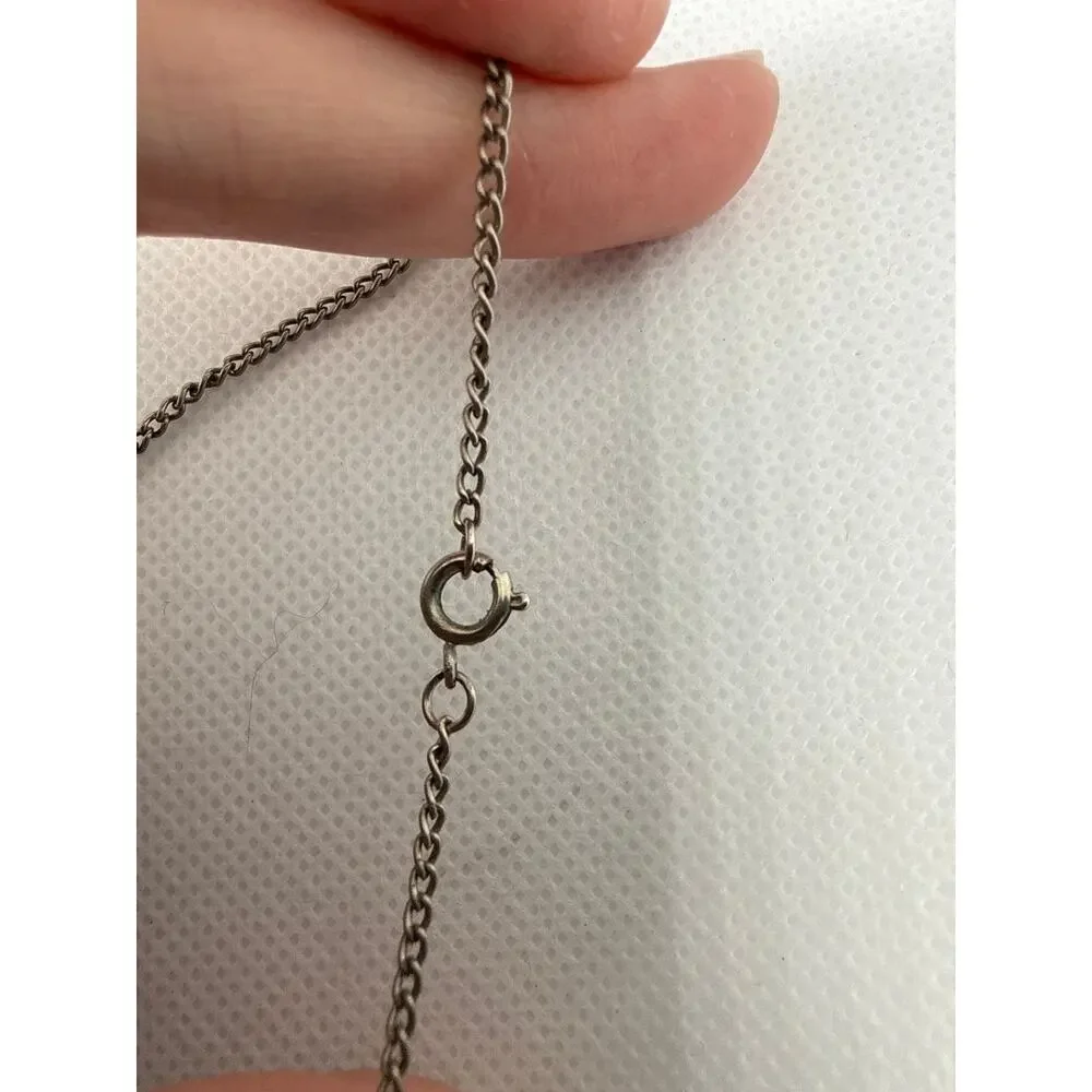 Vintage 80s 90s Industrial Tri-Tone Metal Necklace 15” Minimalist